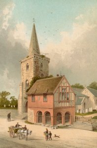 Kościół Bradinga i ratusz — wyspa Wight autorstwa English School