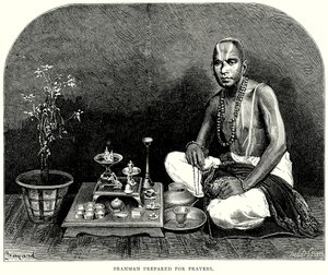 Brahman przygotowany do modlitwy (grawerunek) autorstwa English School