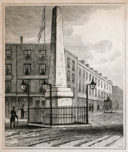 Mosiężny obelisk Crosbys autorstwa English School