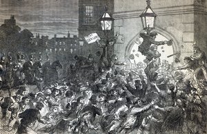 Zamieszki na chleb przy wejściu do Izby Gmin w 1815 r. autorstwa English School