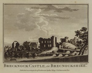 Zamek Brecknock, w Brecknockshire (grawerowanie) autorstwa English School