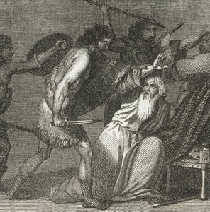 Brennus i jego żołnierze zabijający czcigodnych mężów (rycina) autorstwa English School