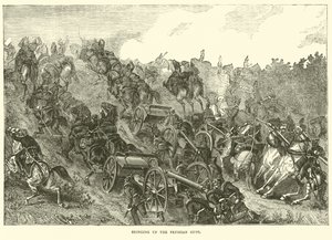 Podnoszenie pruskich dział, sierpień 1870 autorstwa English School