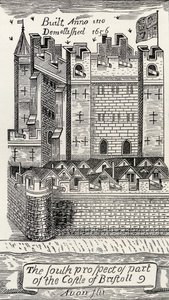 Bristol Castle, według mapy Bristolu Jamesa Millerda z 1673 r., z „Krótkiej historii ludu angielskiego” J.R. Greena, opublikowanej w 1893 r. autorstwa English School
