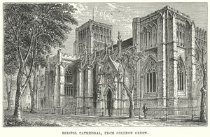 Katedra w Bristolu od strony College Green (rycina) autorstwa English School