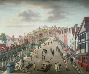 Bristol Docks and Quay, ok. 1760 (olej na płótnie) autorstwa English School