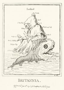 Britannia, mapa Anglii (rycina) autorstwa English School