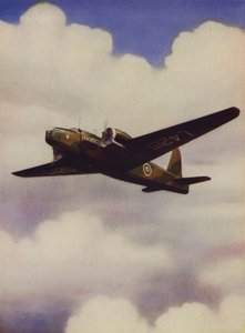 Brytyjski średni bombowiec Vickers Wellington w locie (kolor lito) autorstwa English School