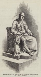 Posąg z brązu zmarłego Sir Charlesa Morgana, Baroneta autorstwa J Evan Thomas (rycina) autorstwa English School