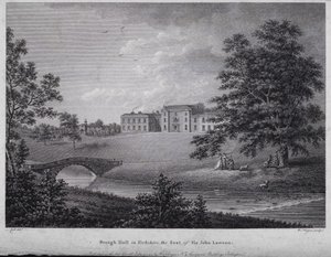 Brough Hall w Yorkshire, siedziba Sir Johna Lawsona (rycina) autorstwa English School