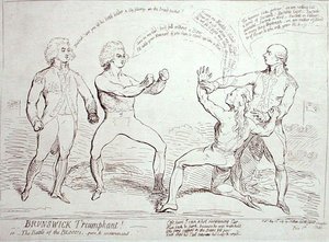 Brunszwik triumfujący! wydany przez J. Aitken w 1789 (akwaforta) autorstwa English School