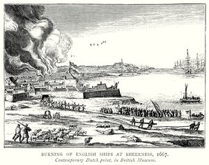 Spalenie angielskich statków w Sheerness autorstwa English School