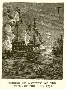 Spalenie LOrientu w bitwie nad Nilem, 1798