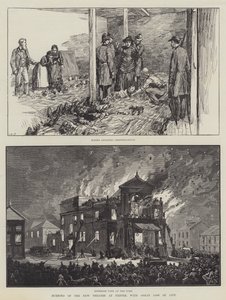 Spalenie nowego teatru w Exeter, z wielką utratą życia (grawerowanie) autorstwa English School