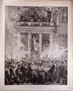 Spalenie Teatru Ring w Wiedniu: Jak ocalono niektórych, z "The Illustrated London News", 24 grudnia 1881 (rycina) autorstwa English School