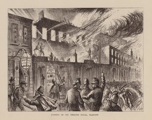 Spalenie Theatre Royal w Glasgow (rycina) autorstwa English School