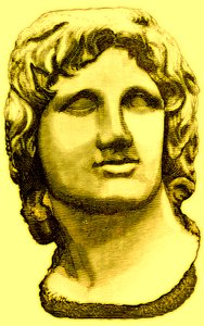Popiersie Aleksandra Wielkiego, z British Museum, posąg w Watykanie, ilustracja z Historii Rzymu autorstwa Victora Duruy, opublikowana w 1884 r. (obraz ulepszony cyfrowo) autorstwa English School