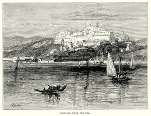 Cagliari od strony morza (rycina) autorstwa English School