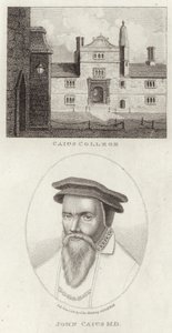 Caius College i portret Jana Caiusa autorstwa English School