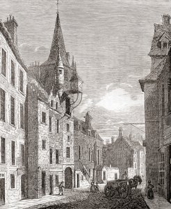 Więzienie Canongate, Edynburg, Szkocja, ze Starej Anglii: A Pictorial Museum, wyd. 1847 autorstwa English School