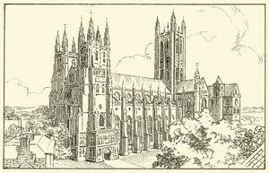 Katedra w Canterbury (atrament na papierze) autorstwa English School