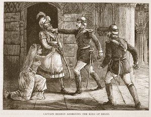 Kapitan Hodson aresztujący króla Delhi, ilustracja z Cassells Illustrated History of England autorstwa English School