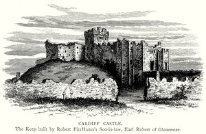 Zamek w Cardiff (grawerunek) autorstwa English School