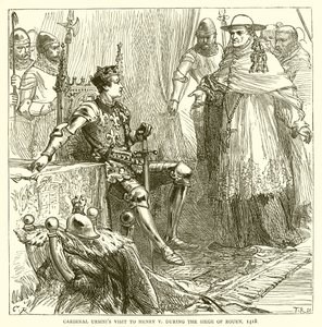 Wizyta kardynała Ursinisa u Henryka V podczas oblężenia Rouen, 1418 autorstwa English School