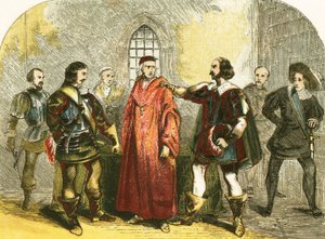 Kardynał Wolsey aresztowany za zdradę stanu autorstwa English School