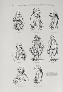 Karykatury z „The Narrative and Critical History of America”, pod redakcją Justina Winsora, Londyn, 1886 autorstwa English School