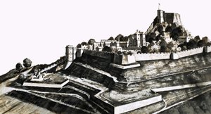 Zamek Carisbrooke na wyspie Wight autorstwa English School