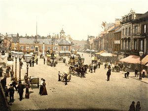 Carlisle Market Place (zdjęcie ręcznie kolorowane) autorstwa English School