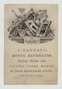 Carvers and Gilders, J Barnard, karta handlowa autorstwa English School
