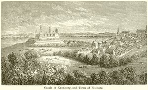 Zamek Kronborg i miasto Elsinore autorstwa English School