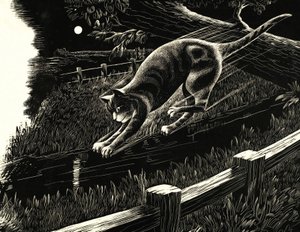 Kot skaczący z gałęzi autorstwa English School