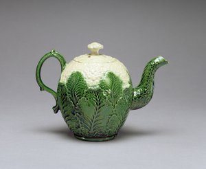 Czajnik z kalafiora, z Burlem, Staffordshire, ok. 1759-66 (ceramika kremowa emaliowana ołowiem, odlewana) autorstwa English School