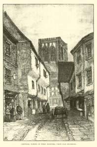 Central Tower of York Minster, z Old Shambles autorstwa English School