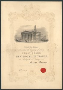 Ceremonia wmurowania pierwszego kamienia na Nowej Królewskiej Giełdzie w Londynie 17 stycznia 1842 r autorstwa English School