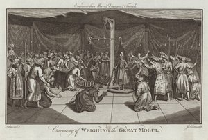 Ceremonia ważenia Wielkiego Mogoła autorstwa English School