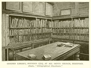 Chained Library, założona 1715, w All Saints Church, Hereford autorstwa English School