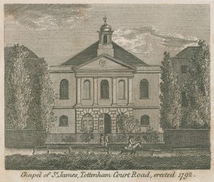 Kaplica św. Jakuba, Tottenham Court Road, Londyn, wzniesiona 1792 autorstwa English School