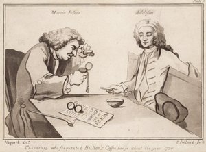 Postacie, które bywały w Buttons Coffee House około roku 1720; Martin Folkes, Addison autorstwa English School