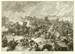 Szarża francuskich kirasjerów pod Waterloo, 1815 autorstwa English School