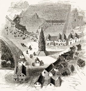 Charing Cross, Londyn, XVI w., ok. 1865 (drewno) autorstwa English School