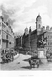 Charing Cross, patrząc w górę Strand, 1811 autorstwa English School
