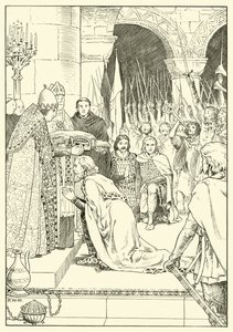 Karol Wielki koronowany w St Peters (tusz na papierze) autorstwa English School