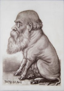 Tabliczka z Karolem Darwinem, ok. 1870 r. (ceramika) autorstwa English School