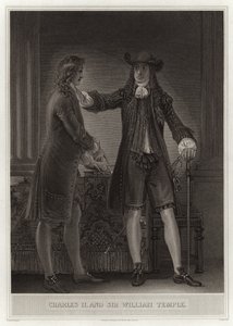 Karol II i Sir William Temple autorstwa English School