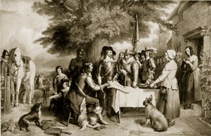 Karol I w przeddzień bitwy pod Edgehill, 22 października 1642, ilustracja z Historii narodu brytyjskiego Hutchinsona, ok. 1923 autorstwa English School