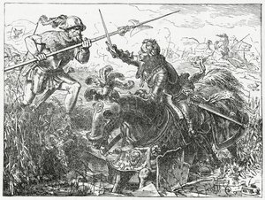 Karol Śmiały, książę Burgundii, w bitwie pod Nancy, 5 stycznia 1477, 1882 autorstwa English School